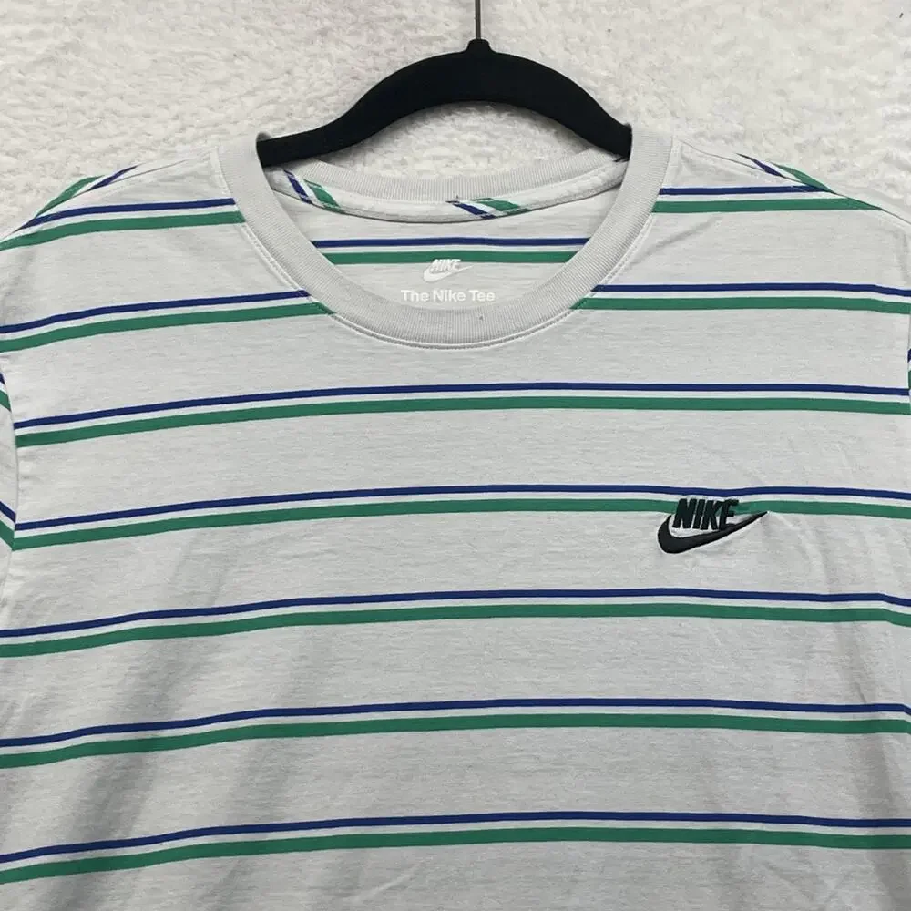 Nike Shirt Mens Large White Green Striped The Nike Tee Embroidered Swoosh Logo - Picture 4 of 11